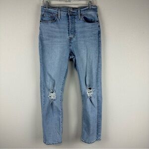 Levi’s Light Wash Button Fly Wedgie Straight Distressed Knee Jeans Size 31